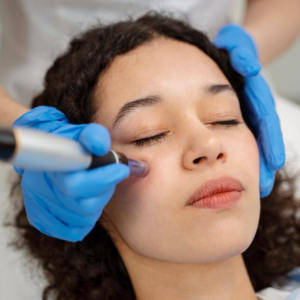 a woman getting a Microneedling treatment